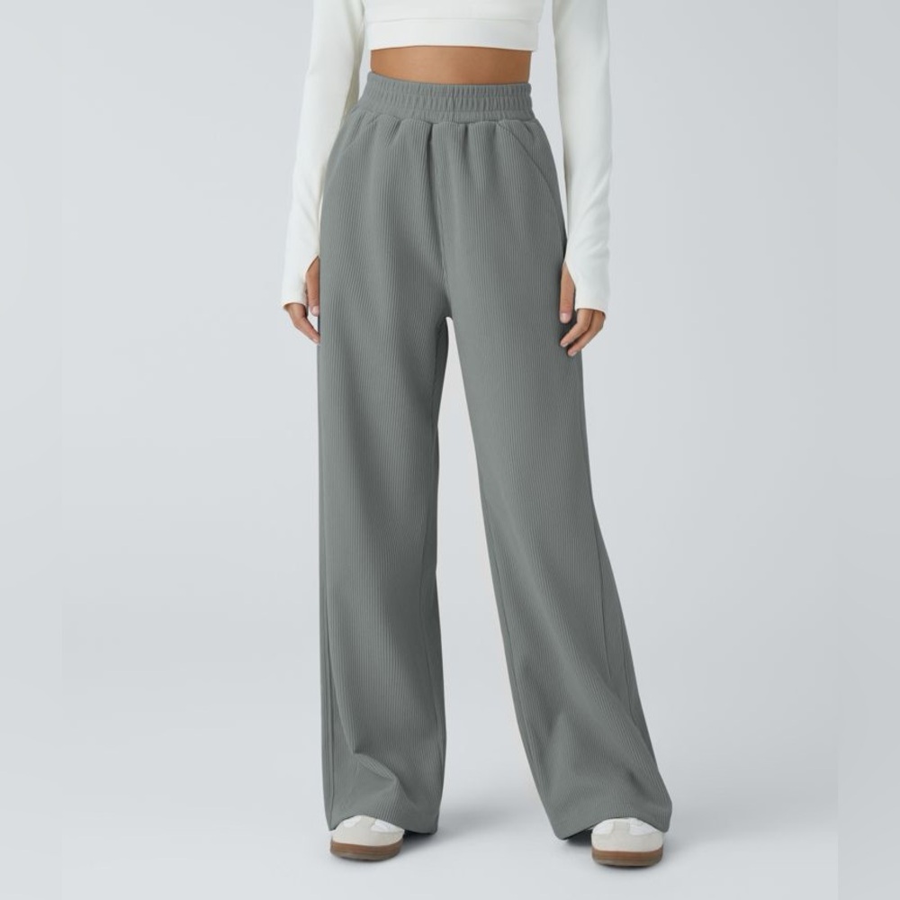 NEW Halara High Waist Straight Mop Corduroy Casual Pants Monument Size Small
